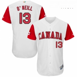 Mens Canada Baseball Majestic 13 Tyler ONeill White 2017 World Baseball Classic Authentic Team Jersey