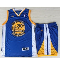 Golden State Warriors 30 Stephen Curry Blue Revolution 30 Swingman Jerseys Shorts NBA Suits