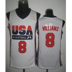 1992 Olympics Team USA 8 Deron Williams White Swingman Jersey