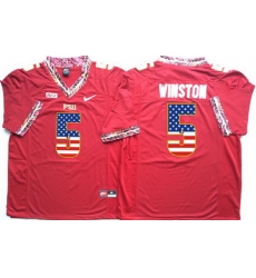 Florida State Seminoles 5 Jameis Winston Red USA Flag College Jersey