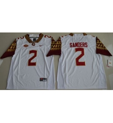 Seminoles #2 Deion Sanders White Limited Stitched NCAA Limited Jersey