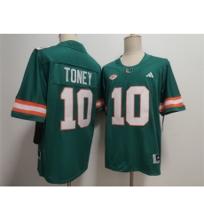 Men Miami Hurricanes 10 Malachi Toney Aqua Stitched Football Jersey
