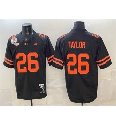 Men Miami Hurricanes  26 Sean Taylor Black F U S E  Fiesta Bowl Champions   Florida Patch Stitched Football Jersey