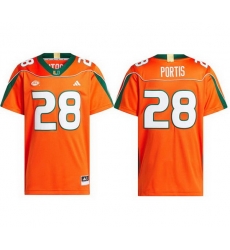 Men Miami Hurricanes  28 Clinton Portis Orange Home Stitched Football Jersey