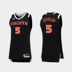 Men Miami Hurricanes Zach Johnson Black White Chase College Basketball Jersey