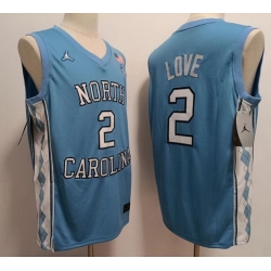 Men North Carolina Tar Heels #2 Caleb Love Blue College Football Jersey