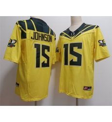 Men Oregon Ducks 15 Tez Johnson Yellow 2024 F U S E  Stitched Jersey