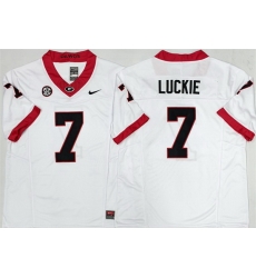 Georgia Bulldogs 7 Lawson Luckie White 2025 F U S E Stitched Jersey Georgia Bulldogs 7 Lawson Luckie White 2025 F U S E Stitched Jersey