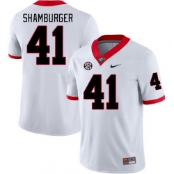 Men #41 Denton Shamburger Georgia Bulldogs College Football Jerseys Stitched-White Men #41 Denton Shamburger Georgia Bulldogs College Football Jerseys Stitched-White