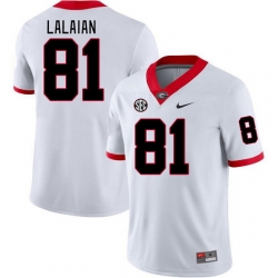 Men #81 David Lalaian Georgia Bulldogs College Football Jerseys Stitched-White Men #81 David Lalaian Georgia Bulldogs College Football Jerseys Stitched-White