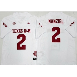 Men Texas A 26M Aggies Lions 2 Johnny Manziel White F U S E  Stitched Jersey