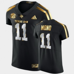 Men Texas A&M Aggies Kellen Mond Golden Edition Black Authentic Jersey