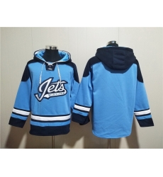 Men Winnipeg Jets Blank Blue Lace Up Pullover Hoodie