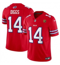 Men Buffalo Bills 14 Stefon Diggs Red 2023 F U S E  With John Madden Patch Vapor Limited Stitched Football Jersey