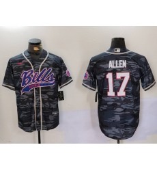 Men Buffalo Bills 17 Josh Allen Camo Team Cool Base Stitched Baseball Jersey 2