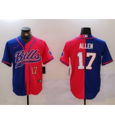 Men Buffalo Bills 17 Josh Allen Red Blue Team Cool Base Stitched Baseball Jersey