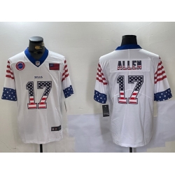 Men Buffalo Bills 17 Josh Allen White 2019 USA Flag Fashion Limited Stitched Football Jersey 2