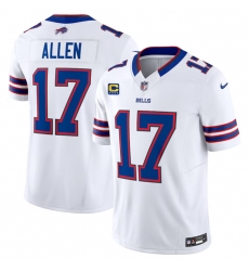 Men Buffalo Bills 17 Josh Allen White 2023 F U S E  With 4 Star C Patch Vapor Untouchable Limited Stitched Jersey