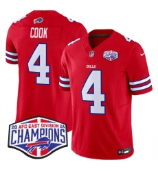 Men Buffalo Bills 4 James Cook Red F U S E  2024 AFC East Division Champions Vapor Limited Stitched Football Jersey