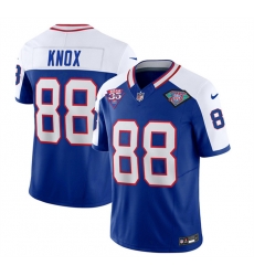 Men Buffalo Bills 88 Dawson Knox Blue White 35th And 75th Patch 2023 F U S E  Throwback Vapor Untouchable Limited Stitched Jersey