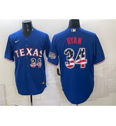 Men Texas Rangers 34 Nolan Ryan Royal 2026 USA 250 Fourth of July Home Stitched Baseball Jersey Men Texas Rangers 34 Nolan Ryan Royal 2026 USA 250 Fourth of July Home Stitched Baseball Jersey