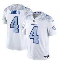 Women Buffalo Bills 4 James Cook III White 2025 F U S E Rivalries Vapor Untouchable Stitched Football Jersey