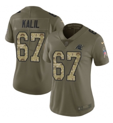 Nike Panthers #67 Ryan Kalil Olive Camo Womens Stitched NFL Limited 2017 Salute to Service Jersey