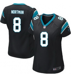 Nike Panthers #8 Brad Nortman Black Team Color Women Stitched NFL Jersey