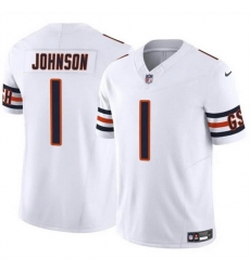 Men Chicago Bears 1 Jaylon Johnson White 2024 F U S E  Vapor Stitched Football Jersey