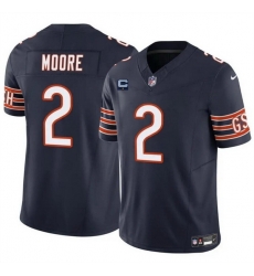 Men Chicago Bears 2 DJ Moore Navy 2024 F U S E  With 1 Star C Patch Vapor Untouchable Limited Stitched Football Jersey