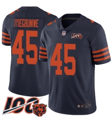 Men Chicago Bears 45 Joel Iyiegbuniwe Limited Navy Blue Rush Vapor Untouchable 100th Season Football Jersey