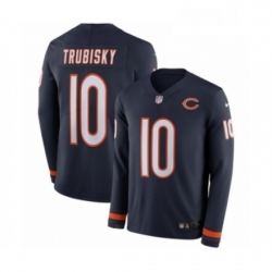 Mens Nike Chicago Bears 10 Mitchell Trubisky Limited Navy Blue Therma Long Sleeve NFL Jersey Mens Nike Chicago Bears 10 Mitchell Trubisky Limited Navy Blue Therma Long Sleeve NFL Jersey