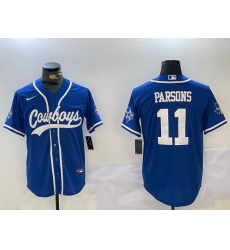 Men Dallas Cowboys 11 Micah Parsons Royal With Patch Cool Base Stitched Baseball Jersey 5