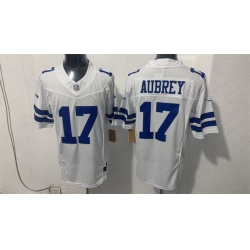 Men Dallas Cowboys  17 Brandon Aubrey White 2026 F U S E Vapor Untouchable Limited Stitched Football Jersey
