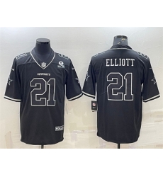 Men Dallas Cowboys 21 Ezekiel Elliott Black With 1960 Patch Limited Stitched Football Jersey