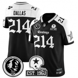 Men Dallas Cowboys 214 Dallas Black White 2025 F U S E  With John Madden Patch  26 Established In 1960 Patch Vapor Limited Stitched Football Jersey