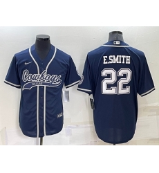 Men Dallas Cowboys 22 Emmitt Smith Navy Cool Base Stitched Baseball Jersey