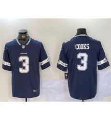 Men Dallas Cowboys 3 Brandin Cooks Navy Vapor Untouchable Limited Stitched Football Jersey