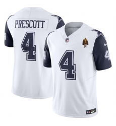 Men Dallas Cowboys 4 Dak Prescott Navy 2023 F U S E  With Walter Payton Patch Alternate Vapor Limited Stitched Football Jersey