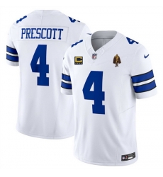 Men Dallas Cowboys 4 Dak Prescott White 2025 F U S E  With 4 star C Patch And Walter Payton Patch Vapor Limited Stitched Football Jersey Men Dallas Cowboys 4 Dak Prescott White 2025 F U S E  With 4 star C Patch And Walter Payton Patch Vapor Limited Stitched Football Jersey