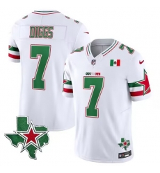 Men Dallas Cowboys 7 Trevon Diggs 2024 Mexico White F U S E  Stitched Football Jersey