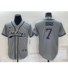 Men Dallas Cowboys 7 Trevon Diggs Grey Cool Base Stitched Baseball Jersey