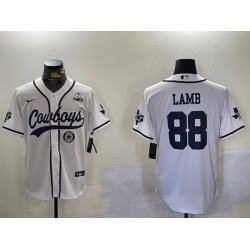 Men Dallas Cowboys 88 CeeDee Lamb White 2022 Olive Salute To Service Cool Base Stitched Baseball Jersey 3