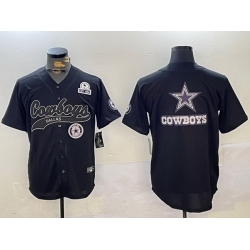 Men Dallas Cowboys Team Big Logo Black With Patch Cool Base Stitched Baseball Jersey 13