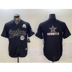 Men Dallas Cowboys Team Big Logo Black With Patch Cool Base Stitched Baseball Jersey 17