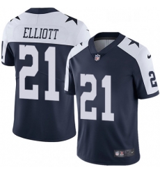 Mens Nike Dallas Cowboys 21 Ezekiel Elliott Navy Blue Throwback Alternate Vapor Untouchable Limited Player NFL Jersey