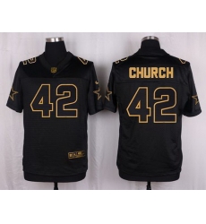 Nike Cowboys #42 Barry Church Black Mens Stitched NFL Elite Pro Line Gold Collection Jersey