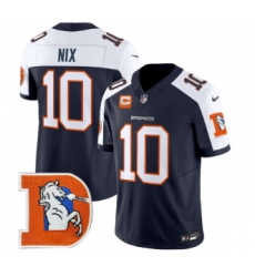 Men Denver Broncos 10 Bo Nix Navy Throwback Vapor Limited Navy Alternate Jersey