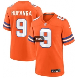 Men Denver Broncos 9 Talanoa Hufanga Orange 2024 F U S E Rush Stitched Football Jersey