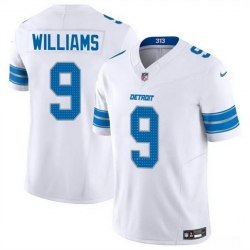 Men Detroit Lions 9 Jameson Williams White 2024 F U S E  Vapor Limited Stitched Jersey